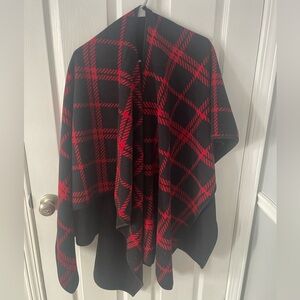 Women plaid Poncho sweater Shrug